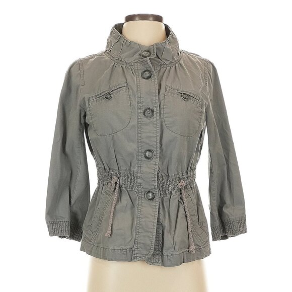Ann Taylor Loft Twill Solid Casual Long Sleeve Utility Coat Jacket XXSP - Picture 1 of 4